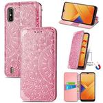 For Wiko Y81 Blooming Mandala Embossed Pattern Magnetic Horizontal Flip Leather Case with Holder & Card Slots & Wallet(Pink)