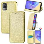For vivo V21e 4G Blooming Mandala Embossed Pattern Magnetic Horizontal Flip Leather Case with Holder & Card Slots & Wallet(Yellow)