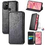 For Infinix Hot 10 Lite Blooming Mandala Embossed Pattern Magnetic Horizontal Flip Leather Case with Holder & Card Slots & Wallet(Black)