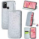 For Infinix Hot 10 Lite Blooming Mandala Embossed Pattern Magnetic Horizontal Flip Leather Case with Holder & Card Slots & Wallet(Grey)