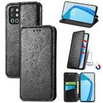 For OnePlus 9R Blooming Mandala Embossed Pattern Magnetic Horizontal Flip Leather Case with Holder & Card Slots & Wallet(Black)