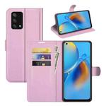 For OPPO F19 / A74 4G Litchi Texture Horizontal Flip Protective Case with Holder & Card Slots & Wallet(Pink)