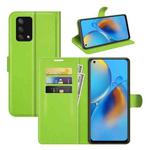 For OPPO F19 / A74 4G Litchi Texture Horizontal Flip Protective Case with Holder & Card Slots & Wallet(Green)