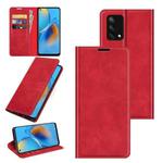 For OPPO F19 / A74 4G Retro-skin Business Magnetic Suction Leather Case with Holder & Card Slots & Wallet(Red)