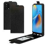 For OPPO F19 / A74 4G R64 Texture Single Vertical Flip Leather Protective Case with Card Slots & Photo Frame(Black)