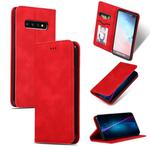 Retro Skin Feel Business Magnetic Horizontal Flip Leather Case for Samsung Galaxy S10 Plus(Red)