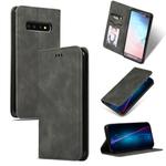 Retro Skin Feel Business Magnetic Horizontal Flip Leather Case for Samsung Galaxy S10 Plus(Dark Gray)