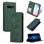 Retro Skin Feel Business Magnetic Horizontal Flip Leather Case for Samsung Galaxy S10 Plus(Army Green)