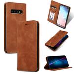 Retro Skin Feel Business Magnetic Horizontal Flip Leather Case for Samsung Galaxy S10 Plus(Brown)