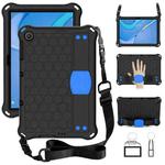 For Huawei MediaPad T10 9.7 / T10 10.1 Honeycomb Design EVA + PC Material Four Corner Anti Falling Protective Shell with Strap(Black+Blue)