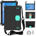 For Huawei MediaPad T10 9.7 / T10 10.1 Honeycomb Design EVA + PC Material Four Corner Anti Falling Protective Shell with Strap(Black+Aqua)