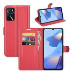 For OPPO A16 Litchi Texture Horizontal Flip Protective Case with Holder & Card Slots & Wallet(Red)