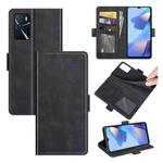 For OPPO A16 Dual-side Magnetic Buckle Horizontal Flip Leather Case with Holder & Card Slots & Wallet(Black)