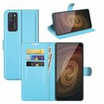 For ZTE Axon 20 5G Litchi Texture Horizontal Flip Protective Case with Holder & Card Slots & Wallet(Blue)