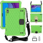 For Lenovo Tab M10 TB-X505X/F Honeycomb Design EVA + PC Material Four Corner Anti Falling Flat Protective Shell with Strap(Green+Black)