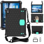 For Lenovo Smart Tab M10 TB-605F Honeycomb Design EVA + PC Material Four Corner Anti Falling Flat Protective Shell with Strap(Black+Aqua)