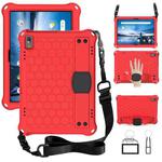 For Lenovo Smart Tab M10 TB-605F Honeycomb Design EVA + PC Material Four Corner Anti Falling Flat Protective Shell with Strap(Red+Black)