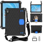 For Lenovo Tab P10 TB-X705F/L Honeycomb Design EVA + PC Material Four Corner Anti Falling Flat Protective Shell with Strap(Black+Blue)