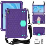 For Lenovo Tab P10 TB-X705F/L Honeycomb Design EVA + PC Material Four Corner Anti Falling Flat Protective Shell with Strap(Purple+Aqua)