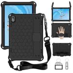 For Lenovo Tab E10 TB-X104F Honeycomb Design EVA + PC Material Four Corner Anti Falling Flat Protective Shell with Strap(Black+Black)