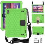 For Lenovo Tab 4 10 TB-X304F/N Honeycomb Design EVA + PC Material Four Corner Anti Falling Flat Protective Shell with Strap(Green+Black)