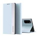 For Samsung Galaxy S20 Plus Side Electroplated Magnetic Ultra-Thin Horizontal Flip Leather Case with Holder(Light Blue)