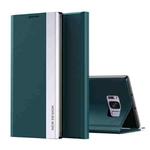 For Samsung Galaxy S8 Side Electroplated Magnetic Ultra-Thin Horizontal Flip Leather Case with Holder(Green)