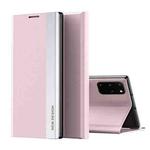 For Samsung Galaxxy A32 4G Side Electroplated Magnetic Ultra-Thin Horizontal Flip Leather Case with Holder(Pink)