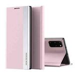 For Samsung Galaxy A51 5G Side Electroplated Magnetic Ultra-Thin Horizontal Flip Leather Case with Holder(Pink)