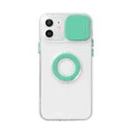 Sliding Camera Cover Design TPU Protective Case with Ring Holder For iPhone 13 Pro(Green)