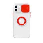 Sliding Camera Cover Design TPU Protective Case with Ring Holder For iPhone 13(Red)