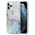 For iPhone 13 Four Corners Shocproof Flow Gold Marble IMD Back Cover Case(Light Blue)