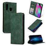 Retro Skin Feel Business Magnetic Horizontal Flip Leather Case for Samsung Galaxy A40(Army Green)