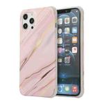 For iPhone 13 Pro Max Four Corners Shocproof Flow Gold Marble IMD Back Cover Case (Pink)