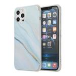 For iPhone 13 Four Corners Shocproof Flow Gold Marble IMD Back Cover Case(Blue)