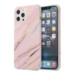 For iPhone 13 mini Four Corners Shocproof Flow Gold Marble IMD Back Cover Case (Pink)