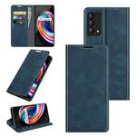 For OPPO Realme Q3 Pro Carnival Retro-skin Business Magnetic Suction Leather Case with Holder & Card Slots & Wallet(Dark Blue)