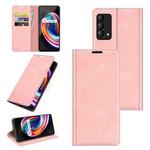 For OPPO Realme Q3 Pro Carnival Retro-skin Business Magnetic Suction Leather Case with Holder & Card Slots & Wallet(Pink)