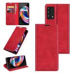 For OPPO Realme Q3 Pro Carnival Retro-skin Business Magnetic Suction Leather Case with Holder & Card Slots & Wallet(Red)