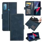 For wiko Power U30 Dual-side Magnetic Buckle Horizontal Flip Leather Case with Holder & Card Slots & Wallet(Dark Blue)