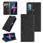For wiko Power U30 Retro-skin Business Magnetic Suction Leather Case with Holder & Card Slots & Wallet(Black)