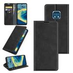 For Nokia XR20 Retro-skin Business Magnetic Suction Leather Case with Holder & Card Slots & Wallet(Black)