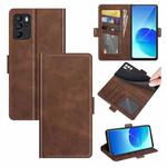 For OPPO Reno6 Z Dual-side Magnetic Buckle Horizontal Flip Leather Case with Holder & Card Slots & Wallet(Brown)