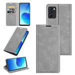 For OPPO Reno6 ZRetro-skin Business Magnetic Suction Leather Case with Holder & Card Slots & Wallet(Grey)