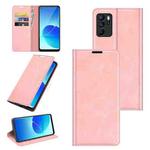 For OPPO Reno6 ZRetro-skin Business Magnetic Suction Leather Case with Holder & Card Slots & Wallet(Pink)