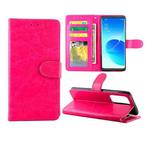 For OPPO Reno6 Pro+(5G) Crazy Horse Texture Leather Horizontal Flip Protective Case with Holder & Card Slots & Wallet & Photo Frame(Magenta)