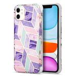 For iPhone 13 Pro Max  Electroplating Matching Marble IMD Four-Corner TPU Shockproof Case(Purple)