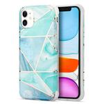 For iPhone 13 Electroplating Matching Marble IMD Four-Corner TPU Shockproof Case(Green)