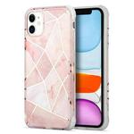 For iPhone 13 mini  Electroplating Matching Marble IMD Four-Corner TPU Shockproof Case(Pink)