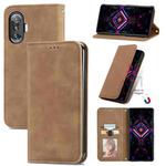 For Xiaomi Redmi K40 Gaming Retro Skin Feel Business Magnetic Horizontal Flip Leather Case with Holder & Card Slots & Wallet & Photo Frame(Brwon)